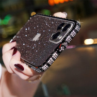 Brokat diamentowy metalowy zderzak skrzynka dla iPhone 11 12 Mini 13 Pro 14 Pro Max X Xr Xs Max 6 7 8 14 Plus skrzynka Rhinestone Bling okładka 3